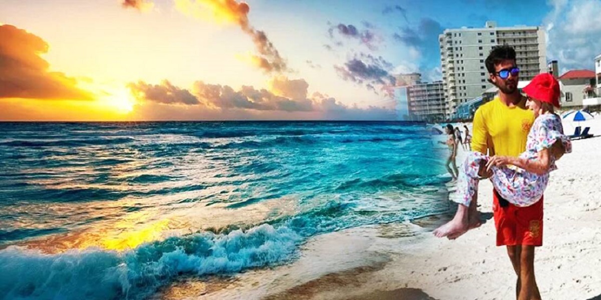 Family thanked to the lifeguard for carry their grandmother to the beach
