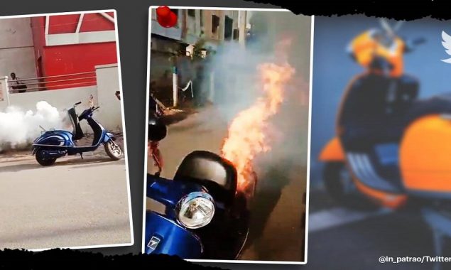 Immense smoke and fumes erupting from a scooter gone viral