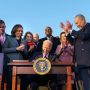 Joe Biden celebrates rare win with US infrastructure bill signing
