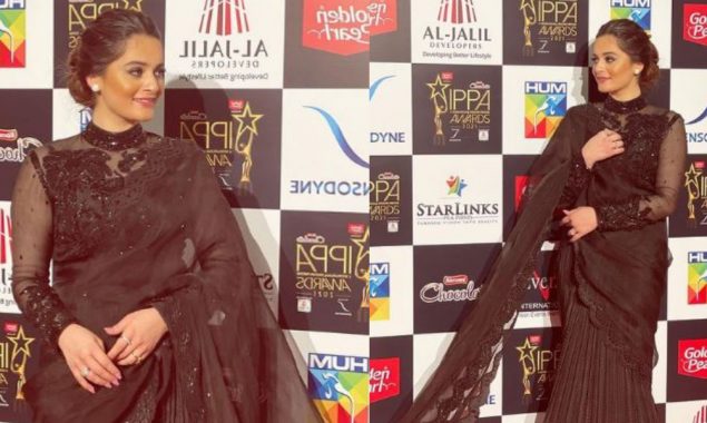 Aiman Khan looks ethereal in a stunning black saree with a sheer blouse