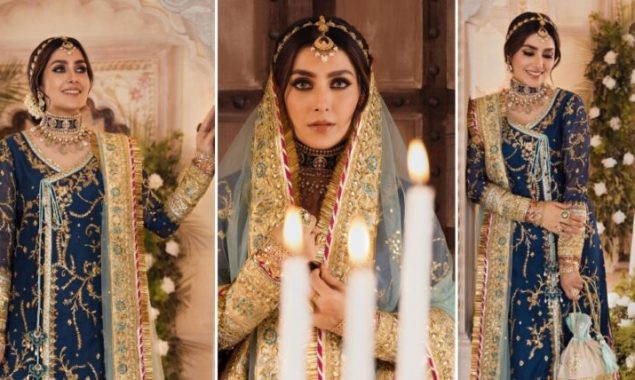 Ayeza Khan looks dead-gorgeous in Royal Blue Angrakha