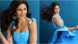 Katrina Kaif looks sight for sore eyes in a flowy aqua blue corset gown