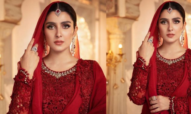 Ayeza Khan looks alluring in a vibrant red dress