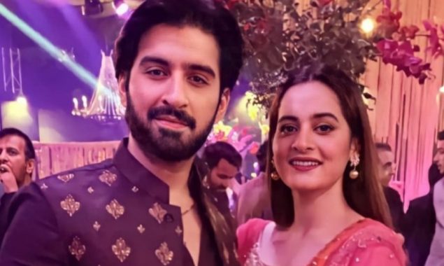 Aiman Khan and Muneeb Butt spotted at a recent wedding