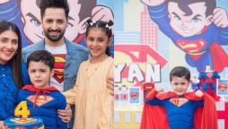 Ayeza Khan, Danish Taimoor throw Superman-themed birthday party for son