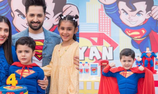 Ayeza Khan, Danish Taimoor throw Superman-themed birthday party for son