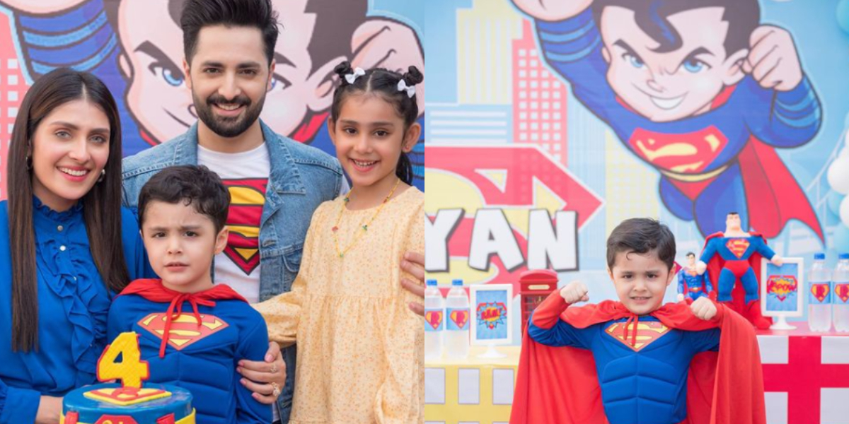 Ayeza Khan, Danish Taimoor throw Superman-themed birthday party for son
