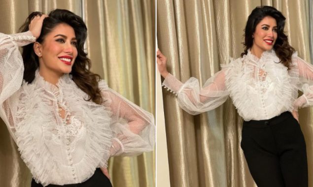 Mehwish Hayat flaunts her ultra-glam in cuff sleeves ruffle top