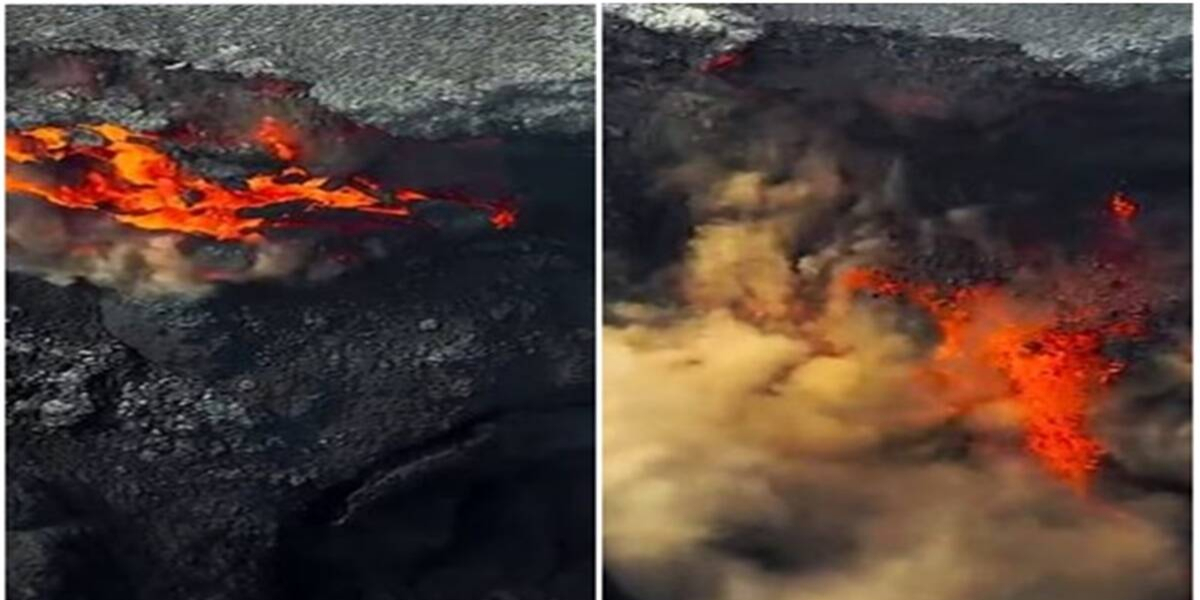 Iceland volcanic crater collapse