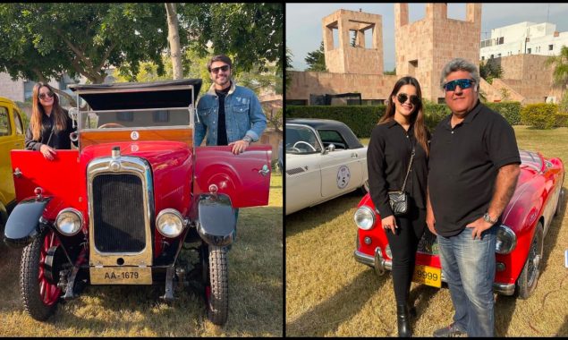 Minal Khan enjoys vintage car show with husband & father-in-law