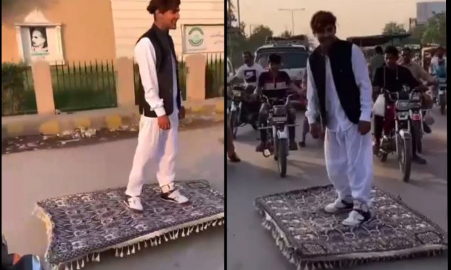 Pakistani man riding a carpet goes viral