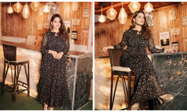 Minal Khan flaunts in black dress