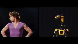 Robots recreation of the Rolling Stones' "Start Me Up" video