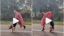 Viral Video: Girl does a beautiful dance move while wearing a Skirt & High Heels