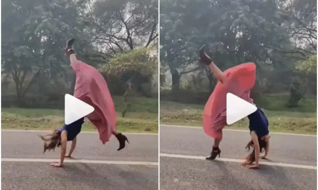 Viral Video: Girl does a beautiful dance move while wearing a Skirt & High Heels