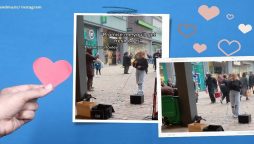 Street artist gives the money to a stranger for food and her kindness is paid