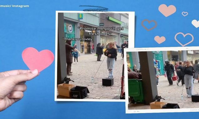 Street artist gives the money to a stranger for food and her kindness gets paid