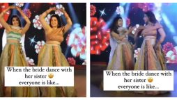 Bride’s dance to the Chaka Chak song along with her sister
