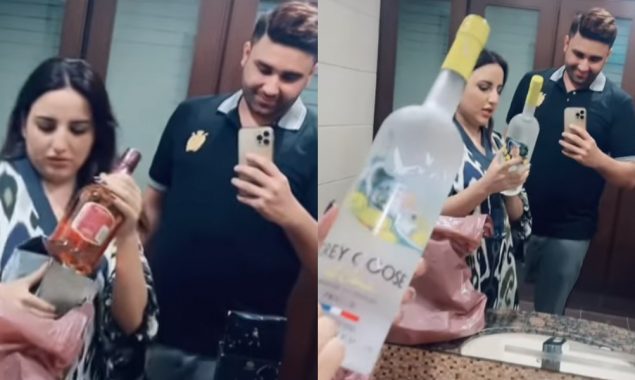 Hareem Shah flaunts alcohol bottles with her husband goes viral, watch video