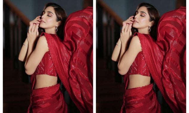 Maya Ali Sizzles in Red Saree