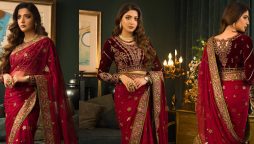 Aymen Saleem dazzles in a red saree, see photos