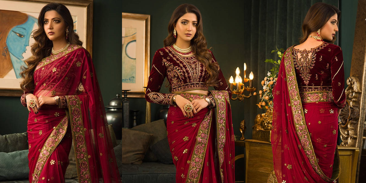 Aymen Saleem dazzles in a red saree, see photos