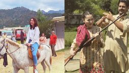 Hania Aamir shares BTS clicks from the set of 'Sang-e-Mah'