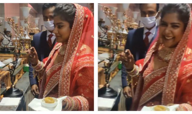 Watch a video of a foodie bride enjoying ‘Pani Puri’ at her wedding