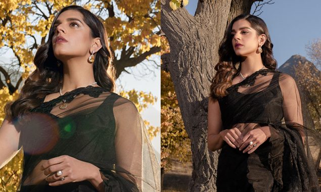 Sanam Saeed looks incredibly sizzling in a black see-through saree