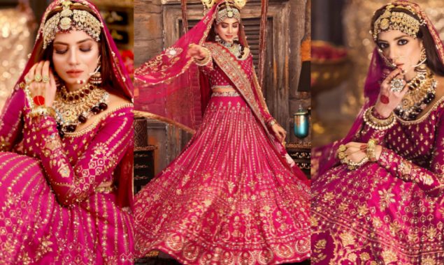 Rabia Butt twirls in a stunning bright pink bridal attire