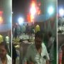 Watch: fire breakout at the wedding but guests continue to food in a viral video
