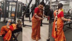 Watch: bride exercise in a gym for her pre-wedding shoot