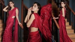 Maya Ali radiate hotness in a Crimson Saree!