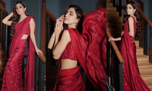 Maya Ali radiate hotness in a Crimson Saree!