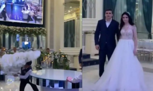 Prank: Bride and Groom wedding cake falls in a viral video, with a twist
