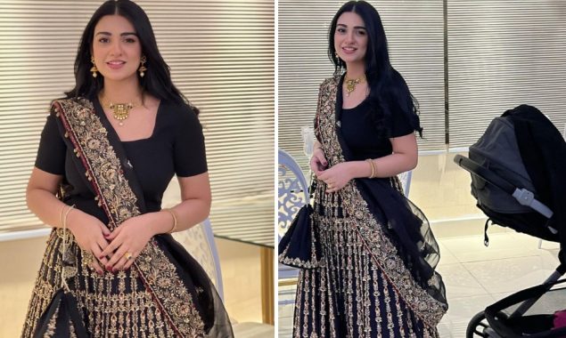 Sarah Khan Looks Gorgeous in Classic Black Lehnga Choli