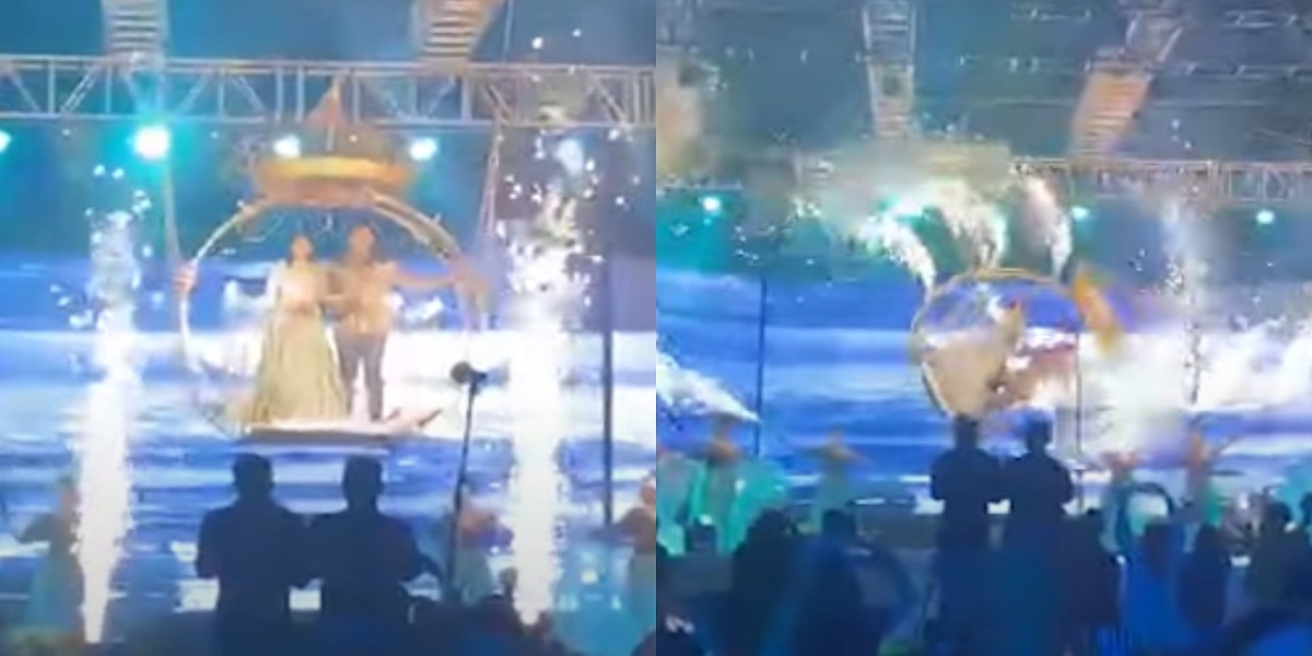 Watch video: Couple falls from a swing on their wedding entry