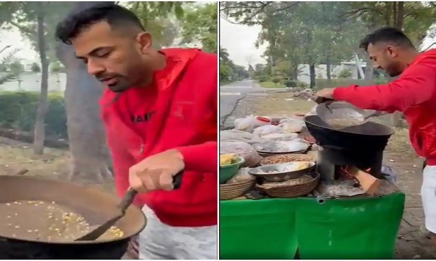 Wahab Riaz selling ‘Channa’ on Pakistani streets, watch