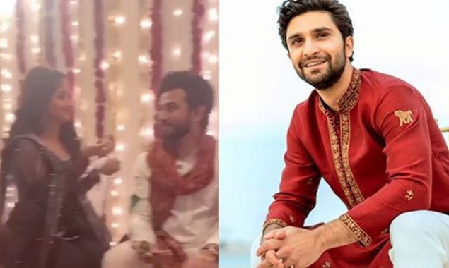 Sajal Aly lays Haldi on Ali Ansari, Saboor Aly in absence of  Ahad Raza Mir