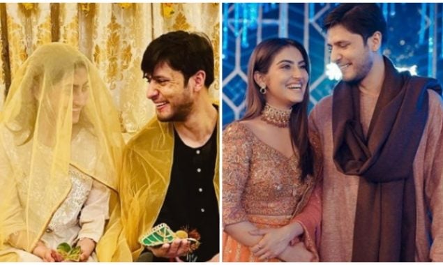 Groom Arez Ahmed has something to share with bride Hiba Qadir