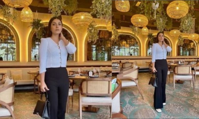 Ayeza Khan opts for a classic monotone look for her birthday