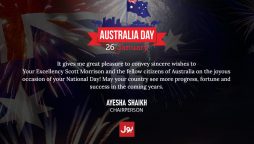 Ayesha Shaikh, Chairperson BOL Media Group, Congratulates Prime Minister Scott Morrison of Australia on National Day