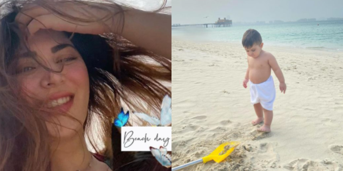 Naimal Khawar and baby Mustafa enjoys beach day in Dubai