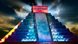 Ice sculpture of Mexican pyramid