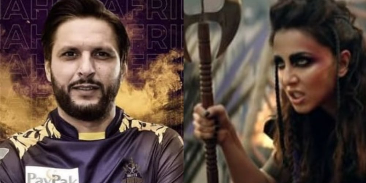Public reacts to Quetta Gladiators official anthem, ft. Shahid Afridi and Ushna Shah