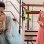 Sana Javed looks breathtaking in a peachy pink outfit