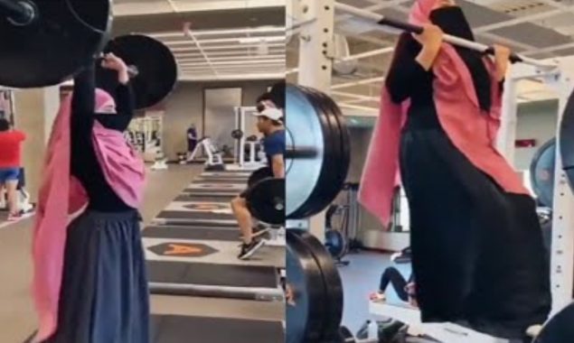A Burkha-clad girl's workout and weight lifting video gone viral
