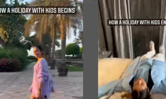 Mira Rajput shows how a holiday with kids begins and ends
