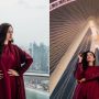 Sana Javed Looks Stunning In Deep Red Attire in Dubai – PHOTOS