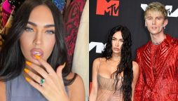 Megan Fox shows off her engagement ring with glam